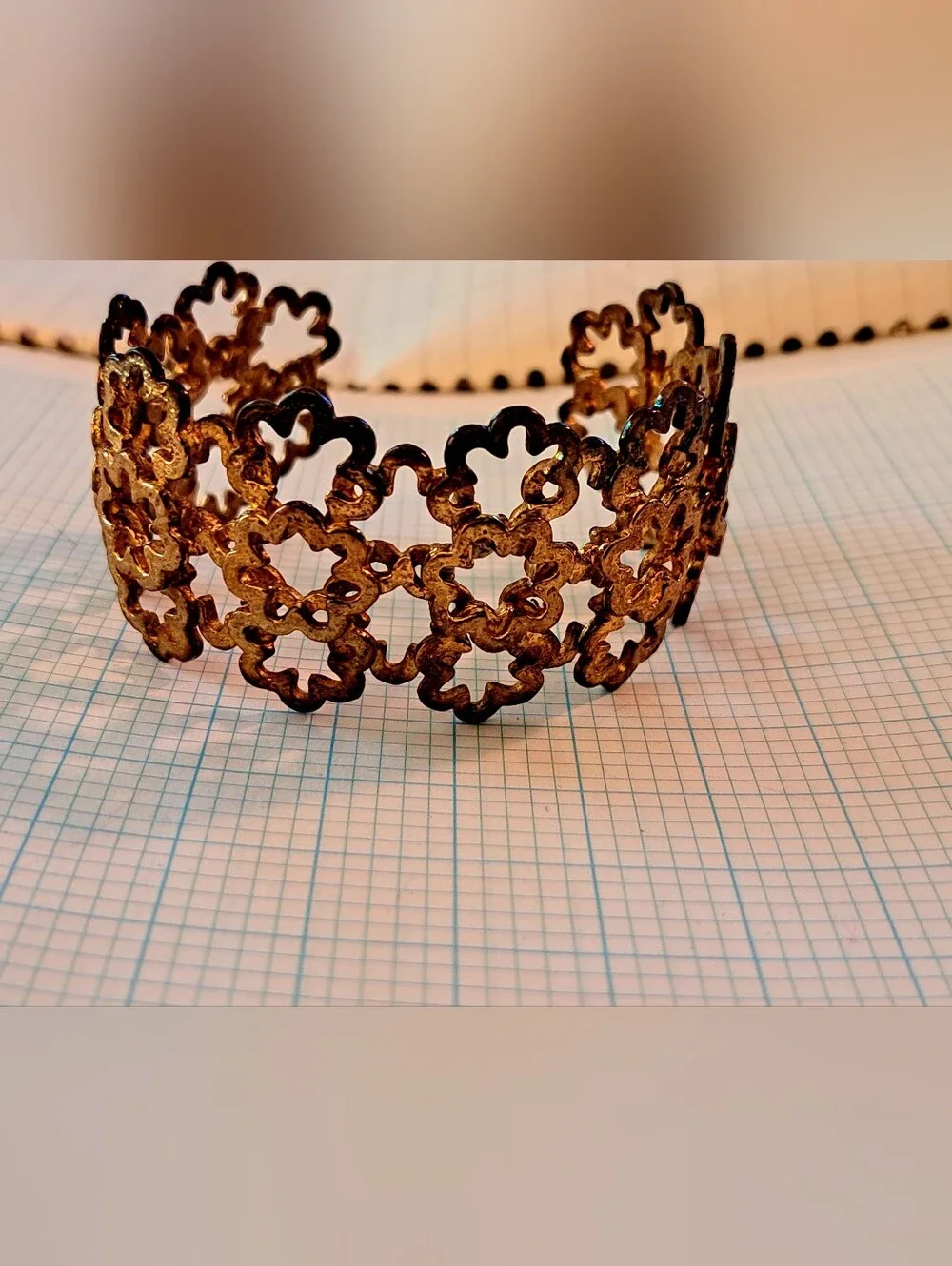 Gold Floral Link Cuff Bracelet - Women Accessories